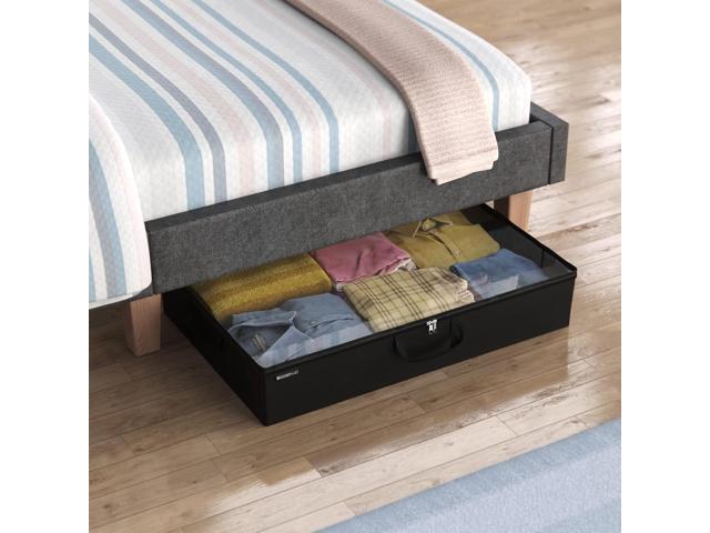 ClosetMaid 20504 Foldable Underbed Storage Bag with Handles, Zipper Closure and Clear Window for Sweaters, Shoes, Blankets with Charcoal Black Finish