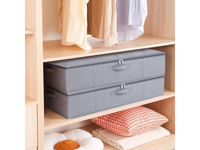 Underbed Storage Box, 23.6 x 11.8 x 5.9 Inch Clothes Organizer With Sturdy Structure and Reinforced Handles for Blanket, Sheets, Pillows, Towels,...
