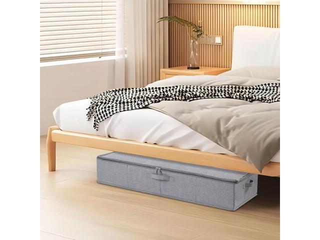 Underbed Storage Box, 23.6 x 11.8 x 5.9 Inch Clothes Organizer With Sturdy Structure and Reinforced Handles for Blanket, Sheets, Pillows, Towels,...