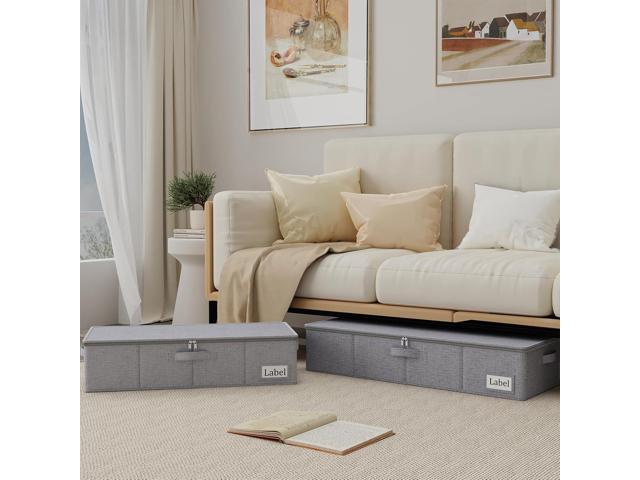 Yawinhe Underbed Bags, Storage Containers Bags with Lid, Foldable Blanket Bins, with Sturdy Zipper und Label Holders, for Clothing,...