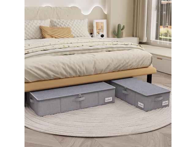 Yawinhe Underbed Bags, Storage Containers Bags with Lid, Foldable Blanket Bins, with Sturdy Zipper und Label Holders, for Clothing,...