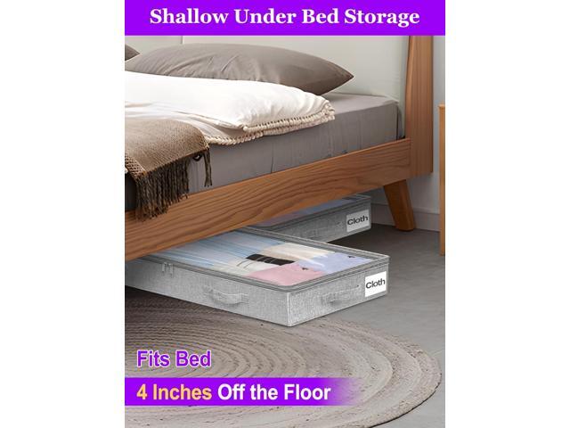 Under Bed Storage, Below 4 Inches High Underbed Storage Containers Low Profile, NO STRUCTURE, Foldable Shallow Storage Bags Bins Organizer Clothes...
