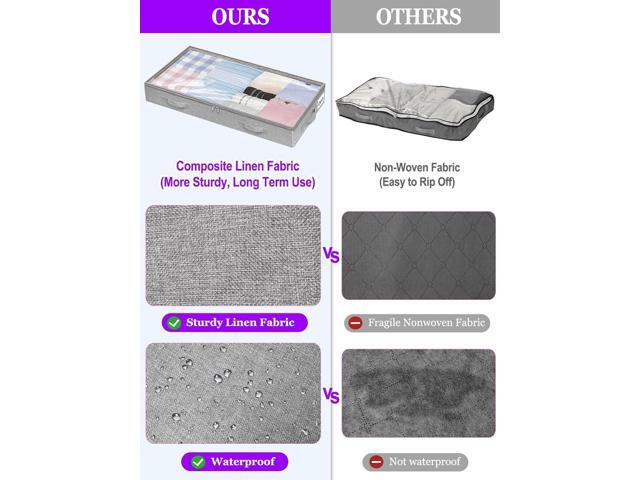 Under Bed Storage, Below 4 Inches High Underbed Storage Containers Low Profile, NO STRUCTURE, Foldable Shallow Storage Bags Bins Organizer Clothes...