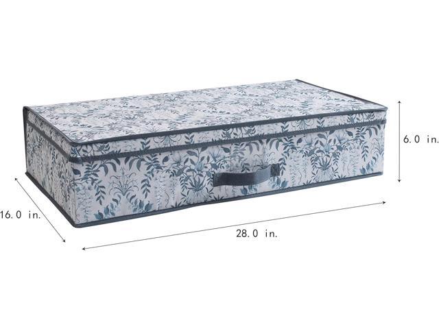 Laura Ashley Non-Woven Under The Bed Storage Box Dimensions: 28'x 16'x 6' Bedroom Organization Foldable Lidded Parterre