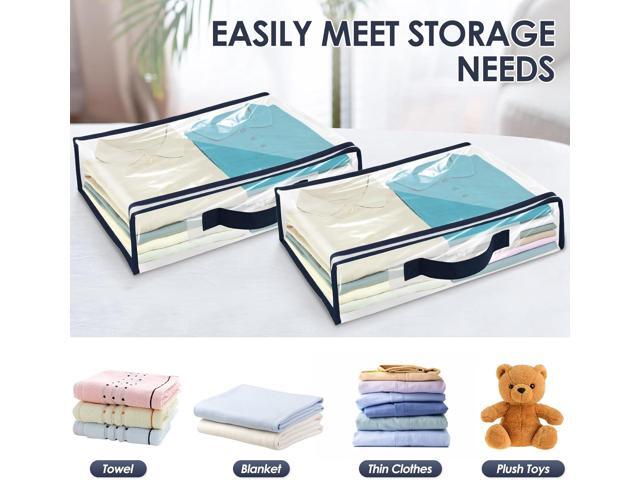 12 Packs Clear PVC Organizing Bags with Zipper Storage Bags Waterproof Dustproof Blankets Bed Sheet Storage Bag 15.7x11.8x3.9 Inch with Handle