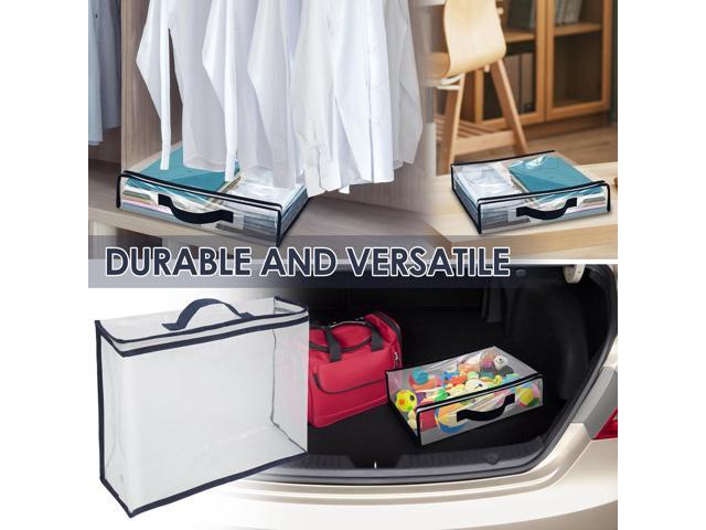 12 Packs Clear PVC Organizing Bags with Zipper Storage Bags Waterproof Dustproof Blankets Bed Sheet Storage Bag 15.7x11.8x3.9 Inch with Handle