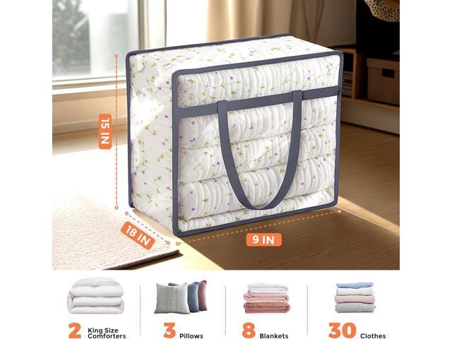 Budding Joy Clear Zippered Storage Bags for Clothes,40L Closet Organizers and Storage Containers Vinyl Moving Bag for Bedding, Linen, Blankets,...