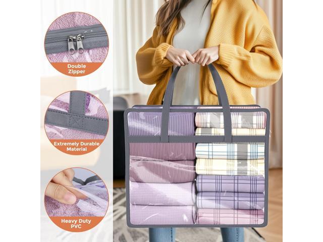Budding Joy Clear Zippered Storage Bags for Clothes,40L Closet Organizers and Storage Containers Vinyl Moving Bag for Bedding, Linen, Blankets,...