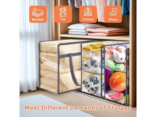 Budding Joy Clear Zippered Storage Bags for Clothes,40L Closet Organizers and Storage Containers Vinyl Moving Bag for Bedding, Linen, Blankets,...