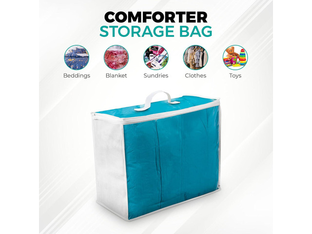 Storage Bags 20x20x8, 3 Pack Durable Zippered Storage Bags for Comforters, Blankets, Clothes, and Bedding - Breathable Nonwoven with Clear Front...