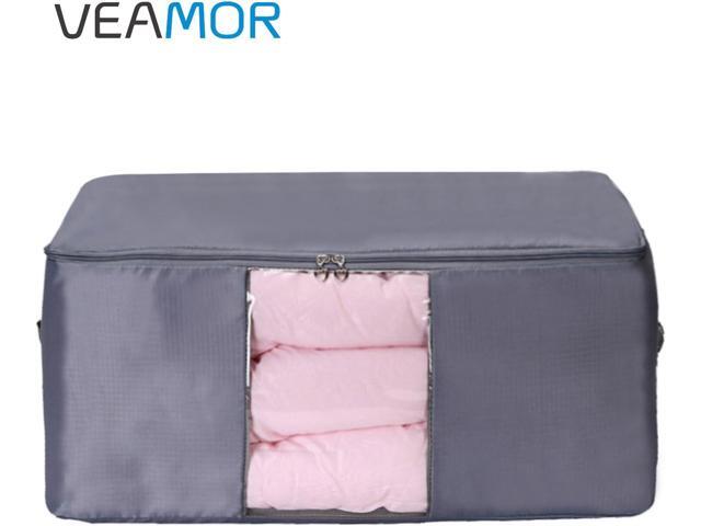 Comforter Storage Bags Containers,Pillow Beddings/Blanket Clothes Organizer Storage Containers With Zippers,Breathable and Moistureproof. (Grey...
