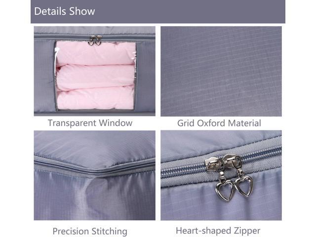 Comforter Storage Bags Containers,Pillow Beddings/Blanket Clothes Organizer Storage Containers With Zippers,Breathable and Moistureproof. (Grey...