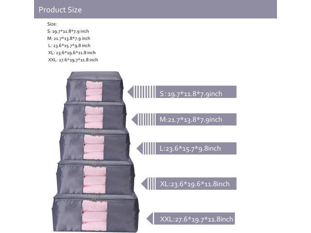 Comforter Storage Bags Containers,Pillow Beddings/Blanket Clothes Organizer Storage Containers With Zippers,Breathable and Moistureproof. (Grey...