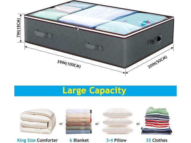 90L Under Bed Storage Containers, 6 Pack Underbed Closet Storage Organizer System, Moving Bags with Clear Window and Reinforced Handles for Bedding...