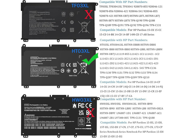 HT03XL L11119-855 Laptop Battery Replacement for HP Pavilion 15-DA 15-DB 15-DW 15-CS 15-DY 17-by 17-CA 14-CE 14-CF 14-DF 14-DQ 14-DK Series...
