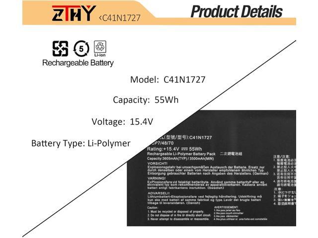 ZTHY C41N1727 Laptop Battery Replacement for Asus Zephyrus M GM501 GM501G GM501GM GM501GS ROG GU501 GU501G GU501GM GM501G-SEI006T GM501GS-EI015T...