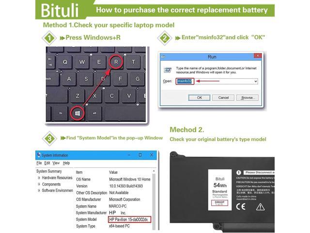 R73TC DR02P Laptop Replacement Battery for Dell Latitude 5440 5450 5540 5550 / Precision 3480 3490 3580 3590 Series 803W6 0803W6 2X1V9 02X1V9 54Wh...