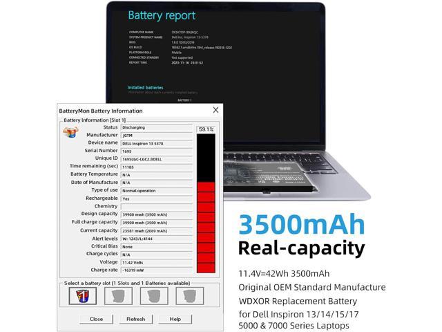 42Wh WDX0R Laptop Battery Replacement for Dell Inspiron 15 13 5000 7000 Series 5568 5567 5570 7579 7378 5567 7573 5565 5379 5378 Latitude 3180 3380...