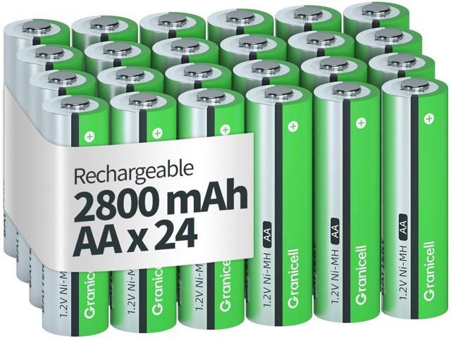 AA Rechargeable Batteries 2800 mAh High Capacity 1500 Cycle,1.2V NiMH Low Self Discharge AA Battery,24 Pack