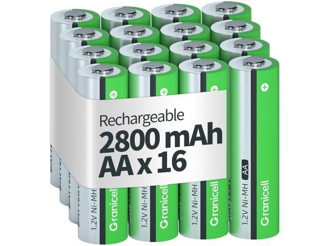AA Rechargeable Batteries 2800 mAh High Capacity 1300 Cycle,1.2V NiMH Low Self Discharge AA Battery,16 Pack