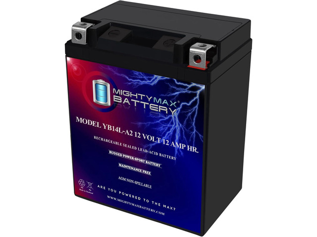 Mighty Max Battery YB14L-A2-12 Volt 12 AH, 210 CCA, Rechargeable Maintenance Free SLA AGM Motorcycle Battery