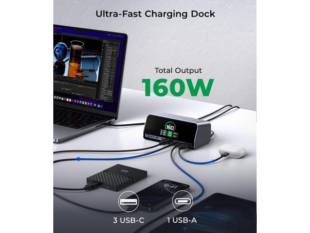 RayCue USB C Docking Station, 13-Port Dual 4K Display Laptop Docking Station with 160w Max USB-C Output, 2.26''LCD Smart Display, 10Gbps USB A/C...