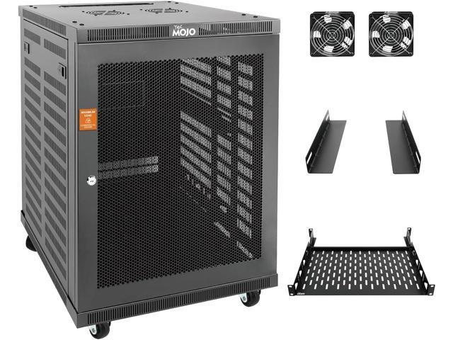 Tecmojo 15U Wall Mount Rack, 23.6 Inch Depth, Holds Up to 176 Lbs, Enclosed Kit for 19 Inch Network, Server and AV Gear, Mesh Door (Elite Collection)