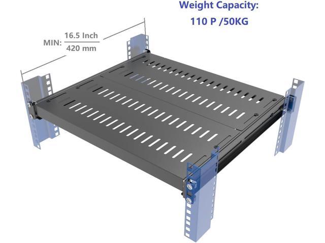 JINGCHENGMEI 1U Vented 4-Post Adjustable Server Shelf- Universal Tray 16.5-29' Adjustable Mounting Depth for 19 Inch Network Equipment Server Rack...