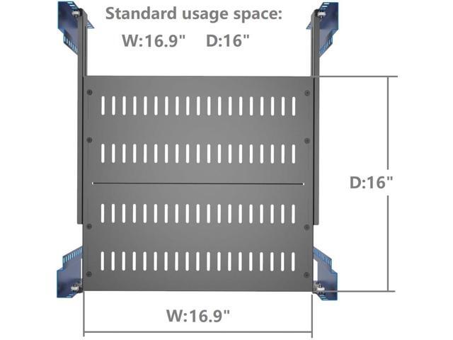 JINGCHENGMEI 1U Vented 4-Post Adjustable Server Shelf- Universal Tray 16.5-29' Adjustable Mounting Depth for 19 Inch Network Equipment Server Rack...