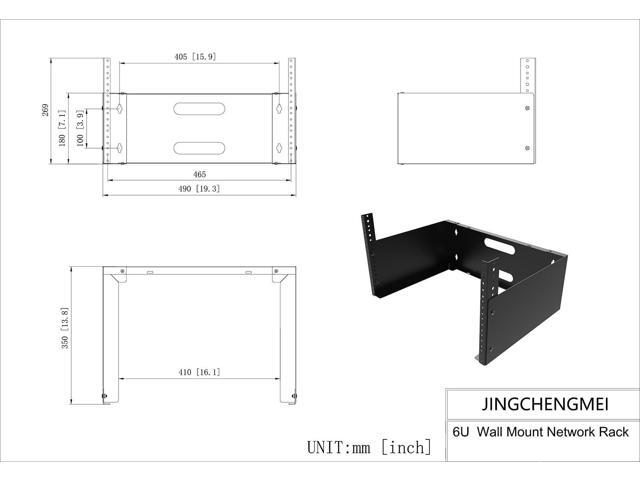 JINGCHENGMEI 6U Wall Mount Network Rack-14 inches Deep-19 Patch Panel Bracket for Network Switches, Server and IT Equipment (6U)