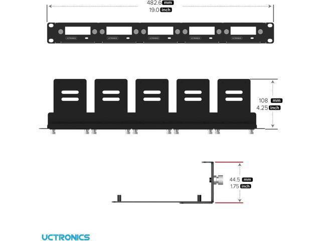UCTRONICS 1U Rack Mount for Raspberry Pi 5, 19' Server Rack with 5 PCIe to M.2 NVME SSD Adapters, Support Up to 5 Pi 5