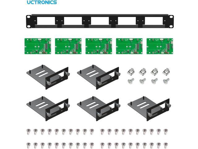 UCTRONICS 1U Rack Mount for Raspberry Pi 5, 19' Server Rack with 5 PCIe to M.2 NVME SSD Adapters, Support Up to 5 Pi 5