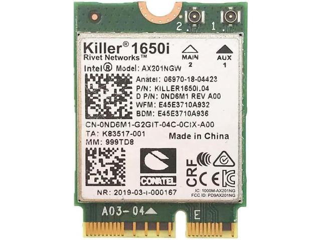 AX1650i Killer Series Upgraded WiFi 6 Adapter Gaming WiFi Adapter CNVio2 M.2 WiFi Card 2.4 Gbps WiFi for PC Bluetooth 5.2 Support ...