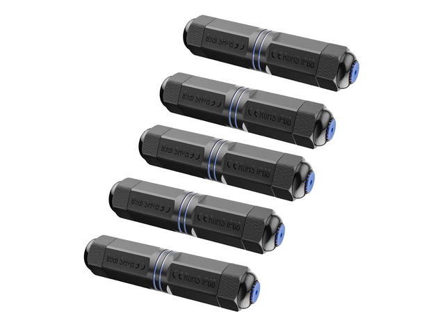 VCE IP68 Waterproof Ethernet Coupler 1000Mbps, CAT6/CAT5E/CAT5 Female to Female Adapter PoE, Shielded Outdoor RJ45 Connector 5-Pack