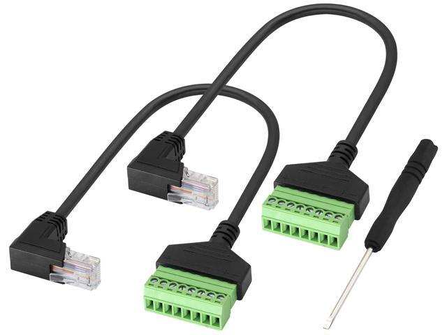 zdyCGTime RJ45 Screw Terminal Adapter Cable,90 Degree (Up Bend) RJ45 Male to 8-Pin Screw Block Terminal Connector Extender for Cat5/6/7 Ethernet...