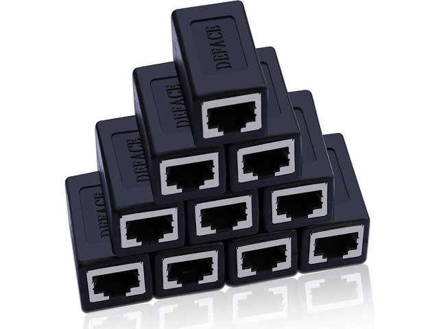 DEFACE RJ45 Coupler Cable Coupler Cat8 Cat7 Cat6 Cat5e Female to Female Ethernet Adapter 10pcs per Pack Black