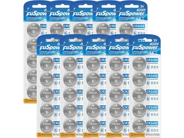 CR2450 Battery 3v Lithium Battery CR 2450 Batteries Lithium 3V Coin Cell for Car Remote Security System Welding Helmet 50 Pack