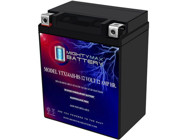 Mighty Max Battery YTX14AH 12V 12AH Battery for Yamaha 350 YFM35F, U Big Bear '87-'99