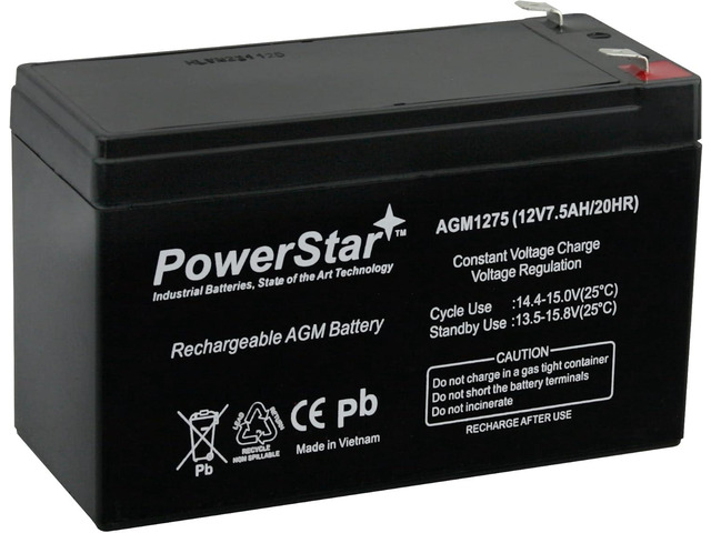 PowerStar 12V 7.5AH Replacement Battery for APC ES500 ES550 LS500 RBC110 RBC2
