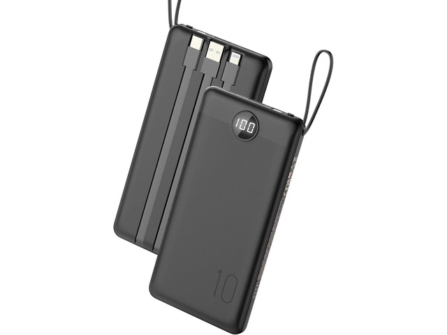 VEEKTOMX Portable Charger Built-in Cables, 10000mAh Power Bank for iPhone, Fast Charge USB C Battery Pack Travel Essentials Powerbank Compatible...