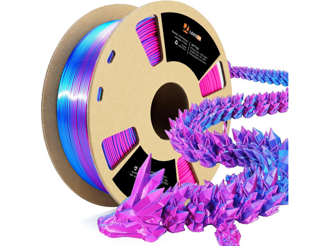 LOVOON 3D Printer Filament Dual Color Sky/Light Blue and Rose Red, PLA Filament 1.75mm,Silk PLA Filament, PLA Filament for Most 3D Printer and 3D...