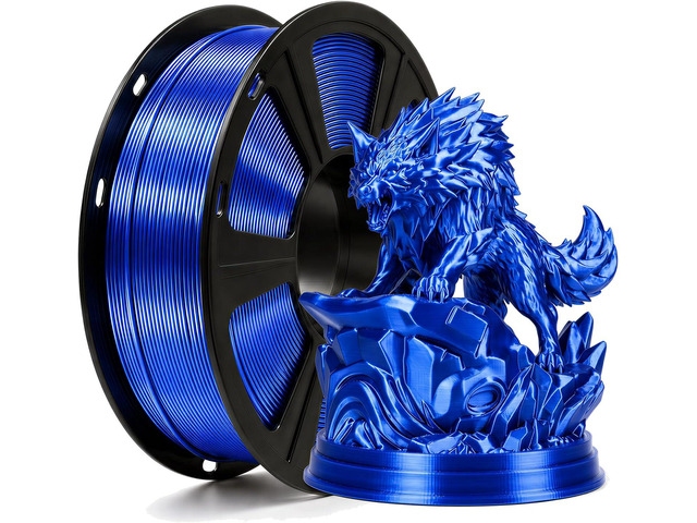 Silk PLA Filament 1.75mm Royal Blue 1KG, Shiny High Gloss Finish, Perfectly Wound, Accuracy +/-0.02mm 3D Printer Filament Vacuum Packaging