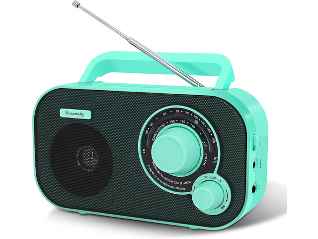 DreamSky AM FM Portable Radio Plug in Wall or Battery Operated for Home & Outdoor, Strong Reception, Large Dial Easy to Use, Transistor Antenna,...