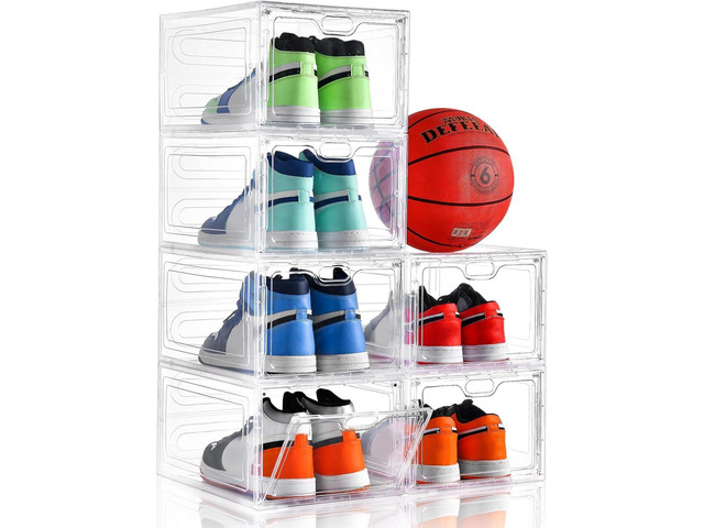 INSTY 6 Pack Large Shoe Storage Box, Clear Shoe Storage Organizer with Magnetic Door, Stackable,Shoe Containers For Display Sneakers, Easy...