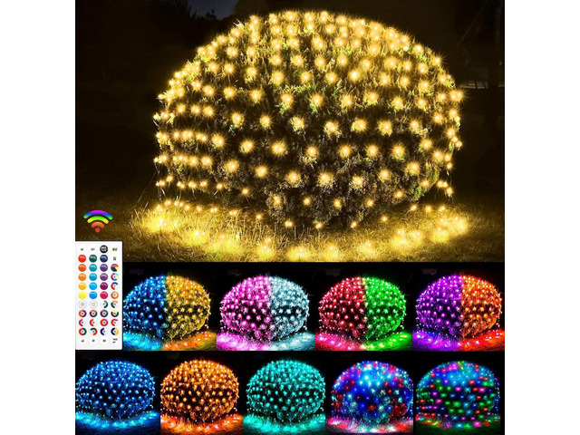 OYCBUZO 204 LED Net Lights, 9.8ft x 6.6ft 35 Colors Changing Christmas Mesh String Lights, Connectable Fairy Light Waterproof Outdoor Halloween...