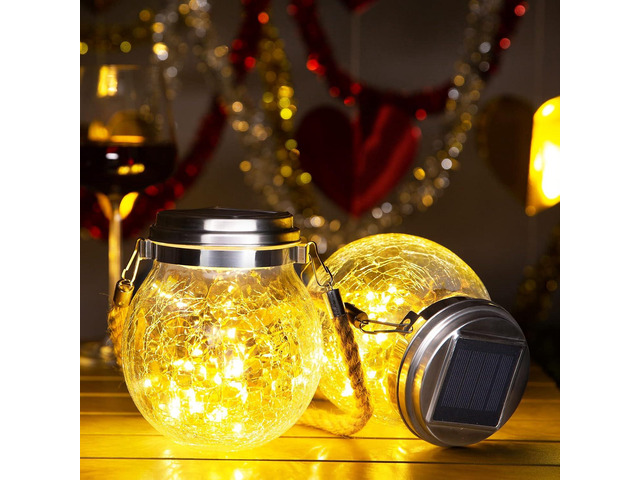 ROSHWEY Solar Lantern Gifts for Women, 4 Pack Hanging Garden Decor Lights Outdoor Waterproof with 30 LED for Halloween Christmas Easter Gift
