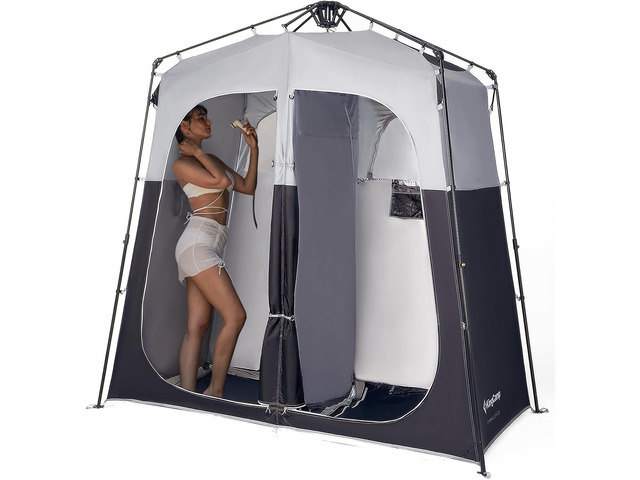 KingCamp Instant Shower Tent, Portable Superior Stable Privacy Shelter, 2 Large Rooms Outdoor Toilet Tent with Floor for Beach, Camping & Hiking,...