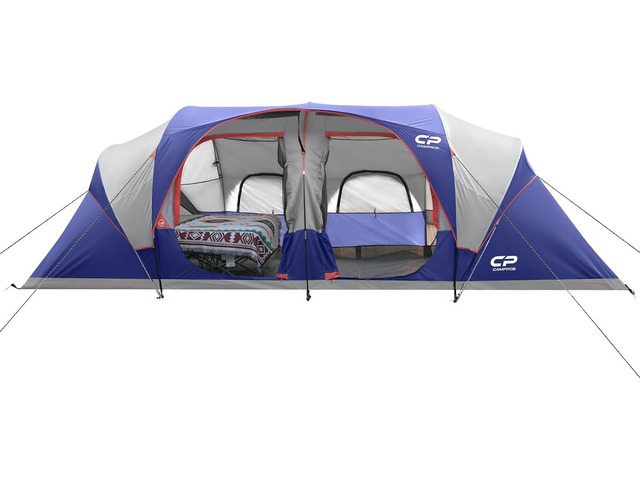 CAMPROS CP 12 Person Camping Tent, 3-Room Family Tent, Rainfly, Waterproof
