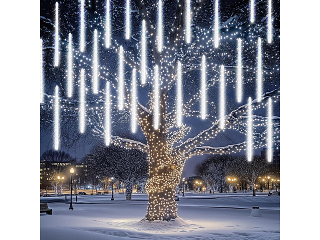 Dazzle Bright 864 LED Christmas Light, Meteor Shower Rain Lights 11.8 Inch 24 Tubes, Waterproof Plug in Falling Rain Lights Christmas Decorations...