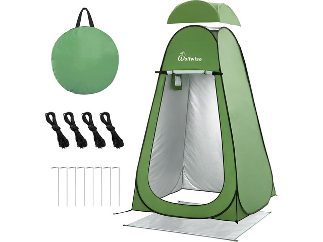 WolfWise PRO Pop Up Shower Tent with Silver Coated, Floor and Rain Fly
